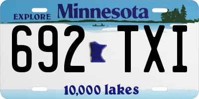 MN license plate 692TXI
