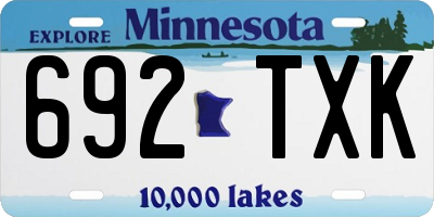 MN license plate 692TXK