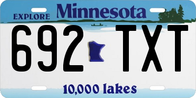 MN license plate 692TXT