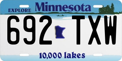 MN license plate 692TXW