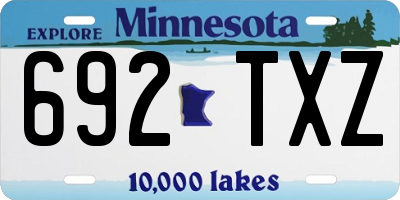 MN license plate 692TXZ