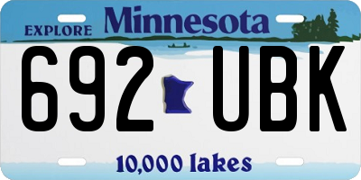 MN license plate 692UBK