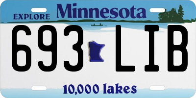 MN license plate 693LIB