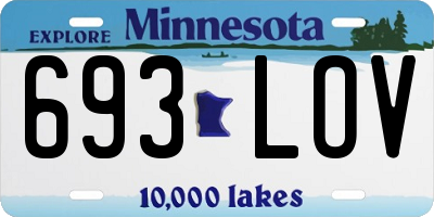 MN license plate 693LOV
