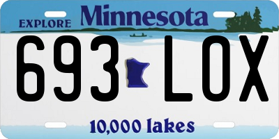 MN license plate 693LOX
