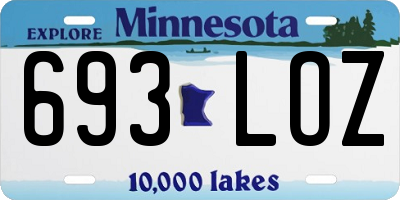 MN license plate 693LOZ