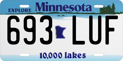 MN license plate 693LUF