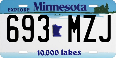 MN license plate 693MZJ
