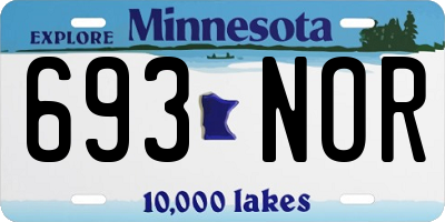 MN license plate 693NOR