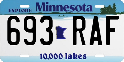 MN license plate 693RAF