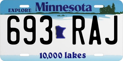 MN license plate 693RAJ