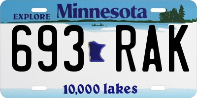 MN license plate 693RAK