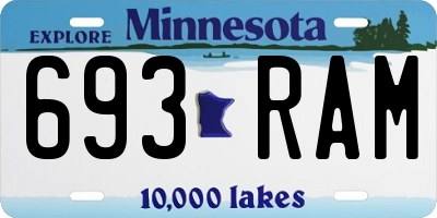 MN license plate 693RAM