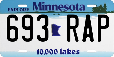 MN license plate 693RAP