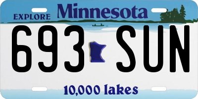 MN license plate 693SUN