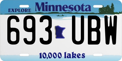 MN license plate 693UBW