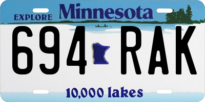 MN license plate 694RAK