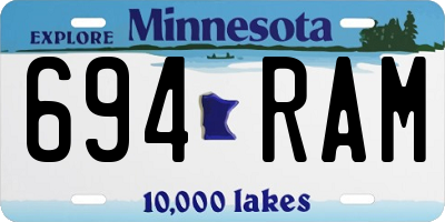 MN license plate 694RAM