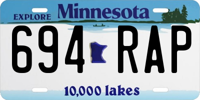MN license plate 694RAP