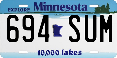 MN license plate 694SUM