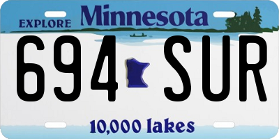 MN license plate 694SUR