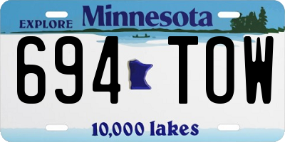 MN license plate 694TOW
