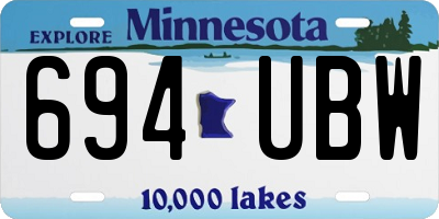 MN license plate 694UBW