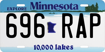 MN license plate 696RAP