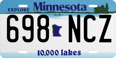 MN license plate 698NCZ