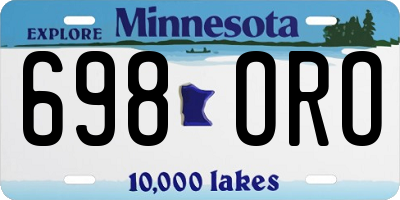 MN license plate 698ORO