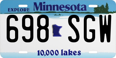 MN license plate 698SGW