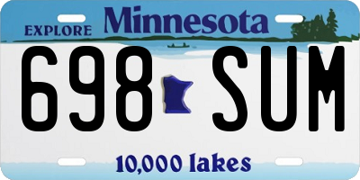 MN license plate 698SUM