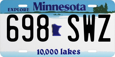 MN license plate 698SWZ