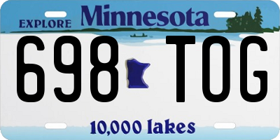 MN license plate 698TOG
