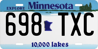 MN license plate 698TXC