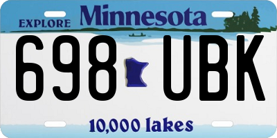 MN license plate 698UBK