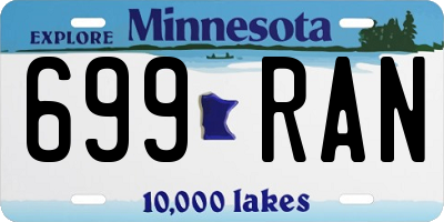 MN license plate 699RAN