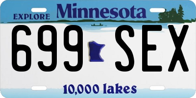 MN license plate 699SEX