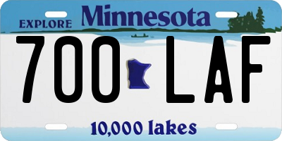 MN license plate 700LAF