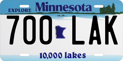 MN license plate 700LAK