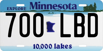 MN license plate 700LBD