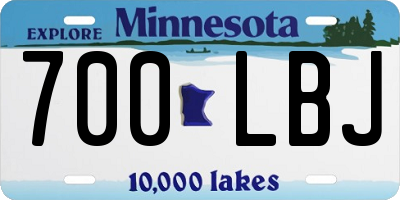 MN license plate 700LBJ