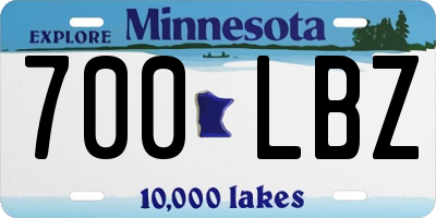 MN license plate 700LBZ