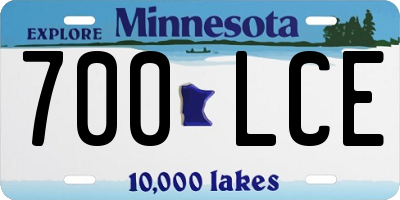 MN license plate 700LCE