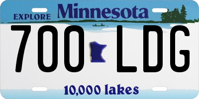 MN license plate 700LDG