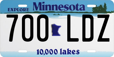 MN license plate 700LDZ