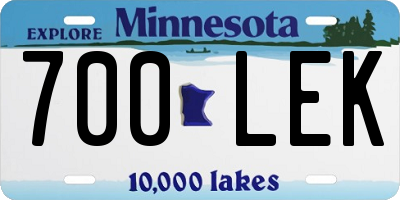MN license plate 700LEK