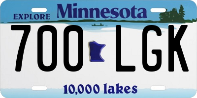 MN license plate 700LGK