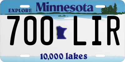 MN license plate 700LIR