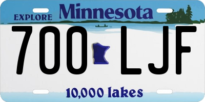 MN license plate 700LJF